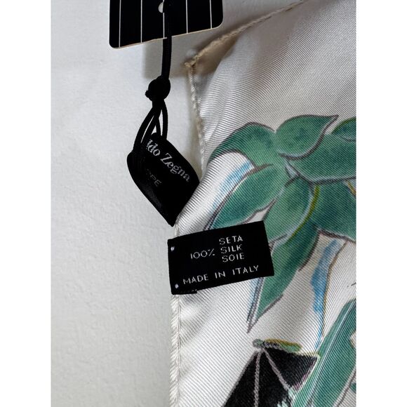Ermenegildo Zegna for Patek Philippe Y2K Ivory and Green Floral Silk Scarf - Picture 7 of 7